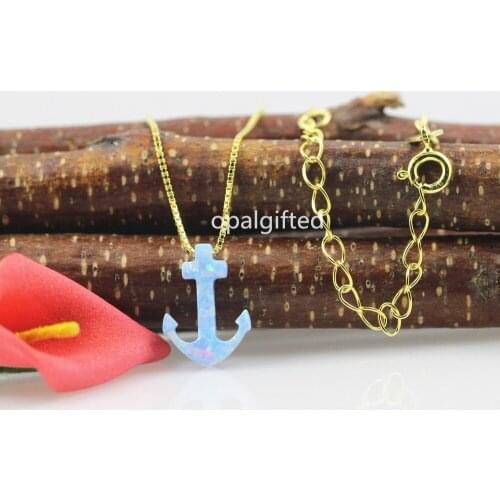 1pc 2020 Hot!!! Synthetic opal Anchor necklace silver 925 fire op26 opal necklace fashion jewelry stone pendant necklace charms