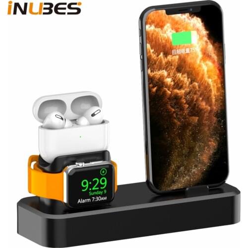 3 in 1 Silicone Charging Holder iPhone 12 Pro XS Max Dock Station Charger Stand Cargador for Apple Watch iWatch AirPods Holder