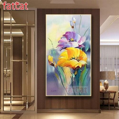 FATCAT Abstract colored flower Large Diy Diamond Painting Full square round drill 5d Diamond Embroidery Mosaic Decoration AE2246