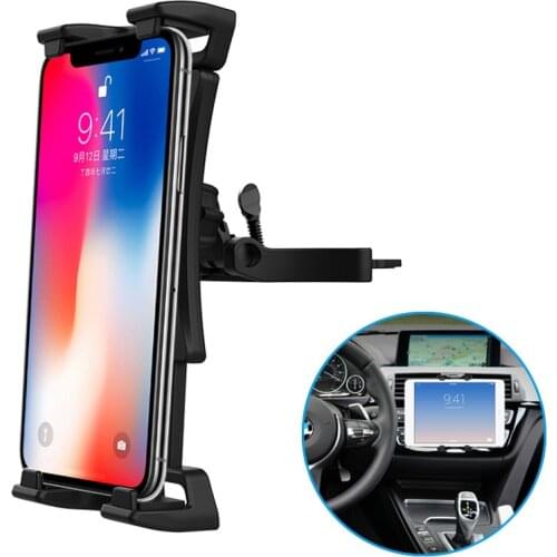 FSQCE Adjustable Car CD Slot Tablet Phone Car Holder for iPhone X 8 Samsung 4-13 Inch Tablet Stand for iPad Air Mini Pro 12.9