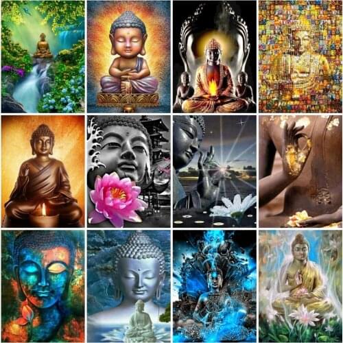 AZQSD 5d Diamond Painting Buddha Full Drill Square Needlework Diamond Embroidery Religion Mosaic Decor For Home Handmade Gift