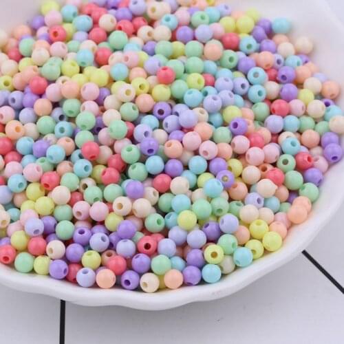 Cream Beads High Quality Acrylic 1000pcs 4MM Round Candy Neon Smooth Loose Beads Ball Jewelry Bracelet Making DIY