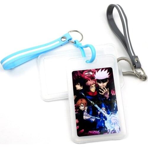 Anime Jujutsu Kaisen Card Cover with Key Chain Card Bag Bank Credit Card Holder Plastic Student ID Bus Card Sleeve Protect
