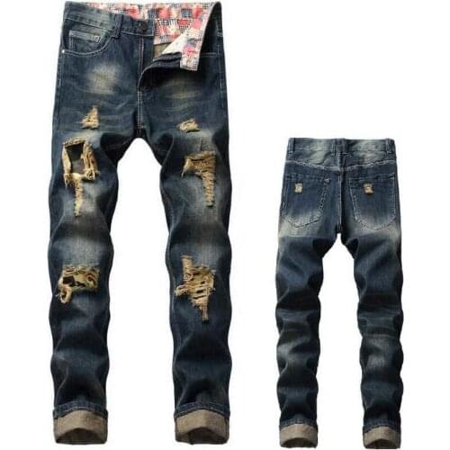 Mens Patch Denim Pants Mens Pleated Biker Jeans Patchwork Motorcycle Denim Pants Man Patched Moto Jeans Plus Size 28-42