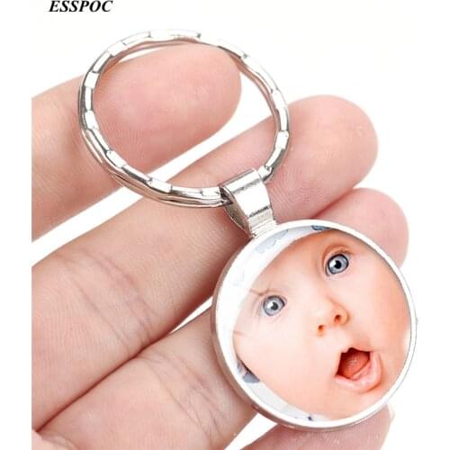DIY Handmade Personalized Custom Keychains Rings Baby Lover Pet Photo Keyrings Chain Ring Holder Birthday Gift