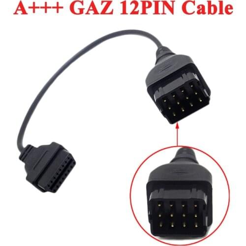 A++ Quality Converter Cable GAZ 12 Pin 12Pin Male to OBD DLC 16 Pin 16Pin Female OBD2 OBDII Car Diagnostic Tool Adapter