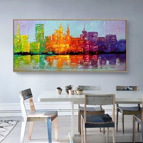 Abstract Pinturas Decorativas Paisaje Handmade City View Decoration Pictures Room Wall Painting Decoration Painting On Canvas