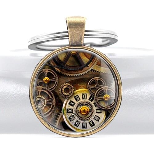 Classic Bronze Steampunk Key Chain Vintage Men Women Punk Style Pendant Key Rings Jewelry Gifts