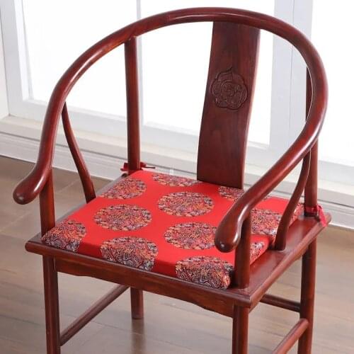 Mahogany Sofa Mats Chinese Embroidery Dining Chair Pads Tea Chair Solid Wood Chair Mats Zipper Design Removable Washable Cushion