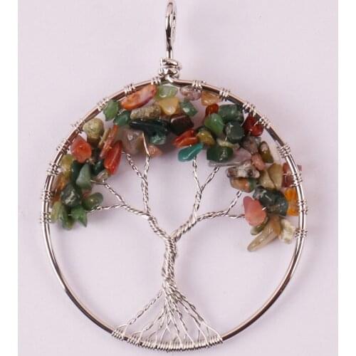Lucky Handmade Tree of life Natural Indian Carnelian Wire Wrap GEM Pendant Jewelry For Gift S595
