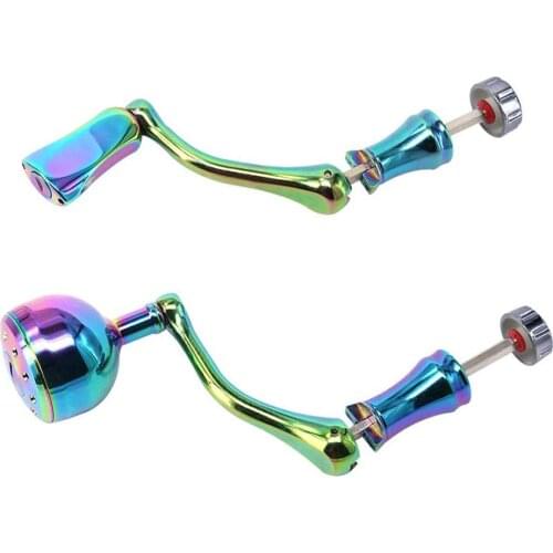 Spinning Reel Handle Metal Fishing Spinning Reel Crank Handle Replacement Part with Colorful Rotatable Grip Knob Fishing Tackle