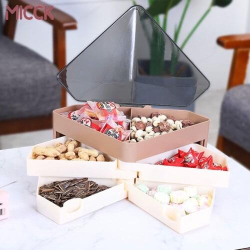 MICCK Multifunctional Storage Box Diamond Shaped Fruit Tray Home Creative Multi-Layer Candy Dried Fruit Box New Year Snack Box