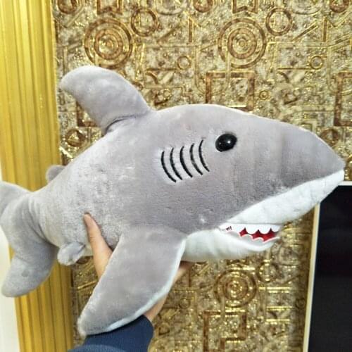 Cartoon simulation Great white shark Children Plush Toy Christmas gift sea fish white shark pillow Kids Stuffed Toy