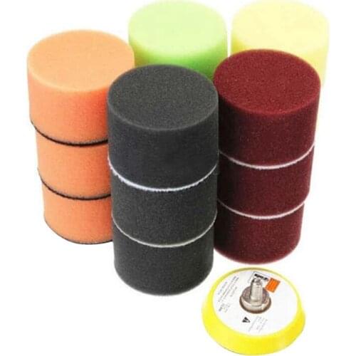 NEW-Car Polishing Sponge Plate Flat Wave Polishing Pad Sponge Wheel Set 2 Inch 16 Piece Headlight Polishing M6 Rod