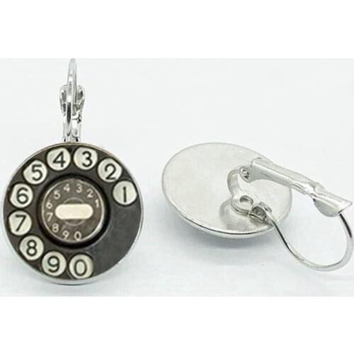 New Fashion Vintage Telephone Earrings Dangle Handmade Glass Retro Telephone Dial Classic Stud Earrings WomenS Jewelry