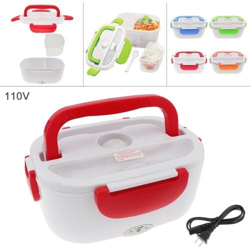 New 110V 1.5L One-piece Type Portable Food Warmer Heating Keeping Electric Lunch Box with Spoon / US Charging Line