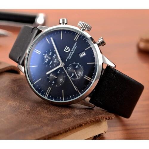 PAGANI DESIGN Original Brand Men Sports Military Quartz Watch Fashion Business Chronograph Leather Wristwatch Relogio Masculino