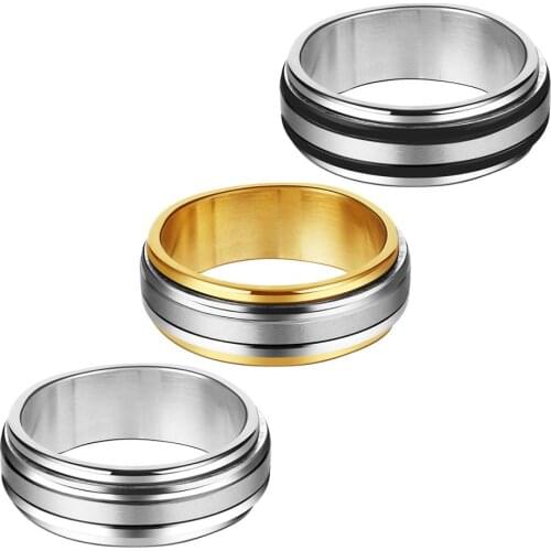 Simple Black/Gold/Silver Color Stainless Steel Rings for Men Unique 8mm Roll Finger Ring Engagement Wedding Bands Trendy Jewelry