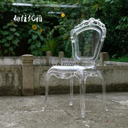 Nordic transparent princess chair acrylic backrest crystal dining chair designer makeup chair retro hotel palace style stool