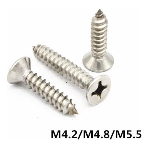 M4.2/M4.8/M5.5 GB846 Oval Self-tapping Wood Screws Phillips Cross Recessed Flat Head Screw 304 Stainless Steel