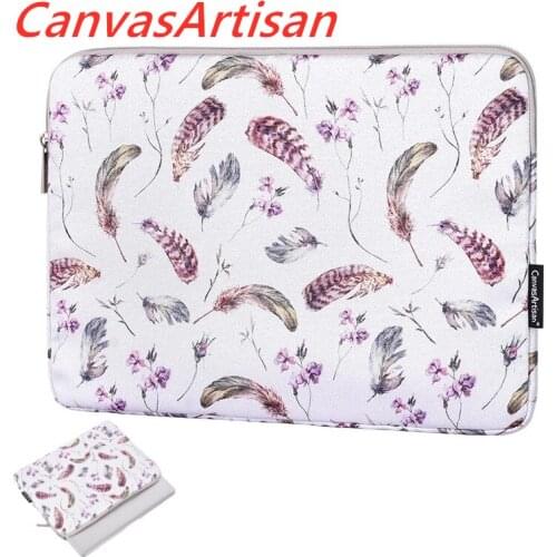CanvasArtisan Brand Laptop Bag 11",12",13",14",15",15.6",Colored Feathers Sleeve Case For Macbook Air Pro Notebook,Dropship V013