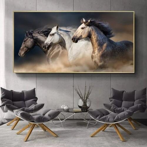 Three Running Horses Canvas Art Animals Wall Art Poster Pictures For Living Room Home Decor Wall Canvas Print Paintings No Frame