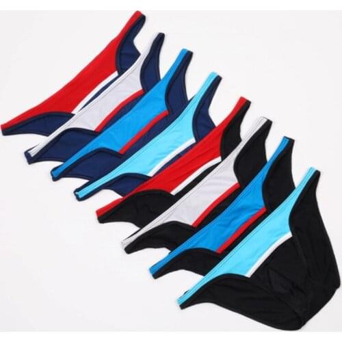 8Pack Men Brief Breathable Sexy Ice Silk Triangle Underpants Perspective Erotic Sexy U Convex Underwear Low Rise Gay Briefs