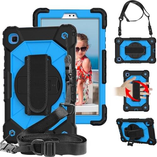 360 Rotating Stand Tablet Case for Samsung Tab A7 Lite 8.7 T225 T220 2021 Full Body Protective Cover for A 8.0 T290 T295 Strap