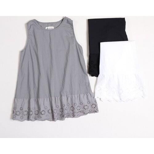 New Summer Mori Girl Embroidered Base Vest Cotton Lace Loose Solid Color Tank Tops Women 2021