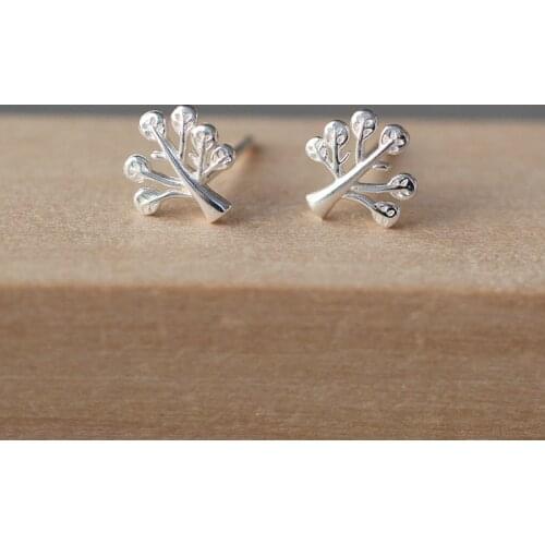 Fashion Silver Color Tree Leaf Stud Earrings For Women Gift Jewelry Pendientes Mujer Female