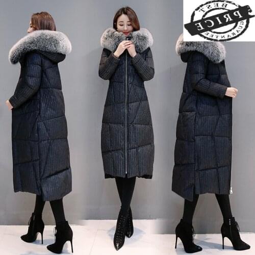 Winter Female Jacket + Large Fox Fur Hooded Clothes 2021 Thick Warm 20% Duck Down Coat Womens Down Jacket Hiver a01113