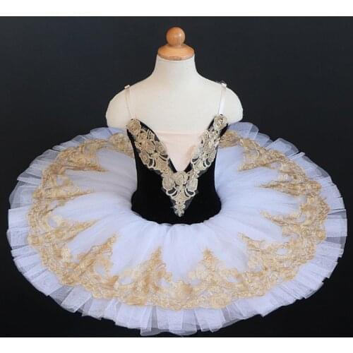 Girls gold Professional Ballet Tutu Dress Pink Blue White Swan Lake Ballerina Pancake Tutu Adult Kids Ballet Dress Dance Costume