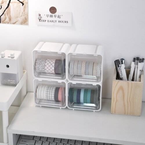 MINKYS New Arrival 1PC White Storage Box For Tapes Clips Desktop Organizer Kawaii School Stationery Accessories