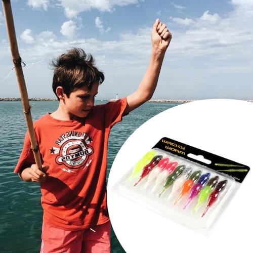 10 pieces/box Fishing Lure SetPVC Fish Lures Wobbler Two-color Baits For Root Catch Artificial Silicone Soft Carp Bait Bass Lure