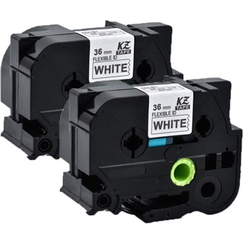 2Packs 36mm TZe-FX261 black on white Flexible Label Tape Compatible for Brother P-touch Printer label ribbon tze-FX161 FX761