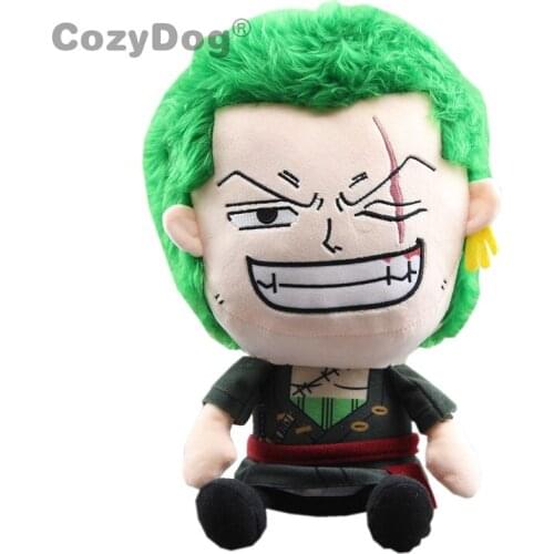 34 cm One Piece Roronoa Zoro Plush Toys Doll Peluche Cartoon Green Hair Soft Stuffed Zoro Dolls Women Kids Birthday Gift
