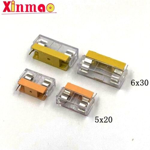 5PCS 5*20/6*30MM GLASS FUSE HOLDER with Transparent Cover 5*20 insurance tube socket fuseholder for fuse PCB BOARD