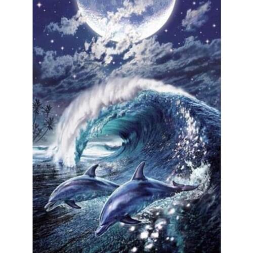 5D DIY Diamond Painting Square/Round Diamond Animal Painting Dolphin Picture Cross Stitch Embroidery Decoration Artwork TX099
