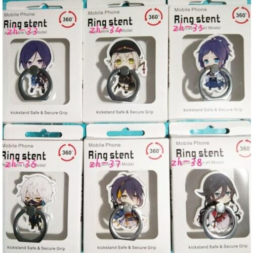 6 Pcs/lot Anime Touken Ranbu Online Finger Ring Mobile Phone Stand Holder Acrylic 360 Degree Ring Stent Action Figure Toy gift