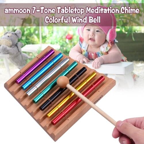 Ammoon 7-Tone Tabletop Chimes Meditation Chime Colorful Wind Bell Children Educational Musical Toy Percussion Instrument