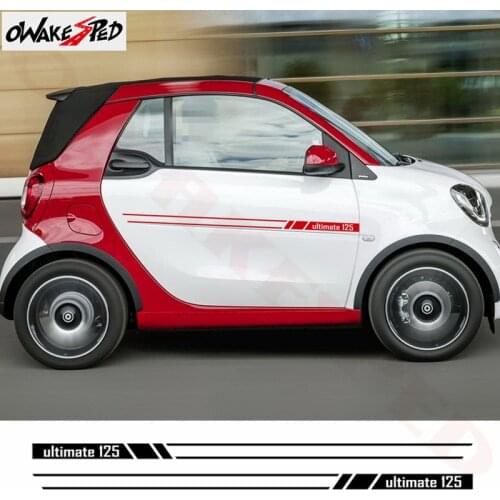 Car Sport Styling For Smart Fortwo Forfour Auto Body Door Side Stripes Skirt Decor Stickers Vinyl Decals Racing Stickers