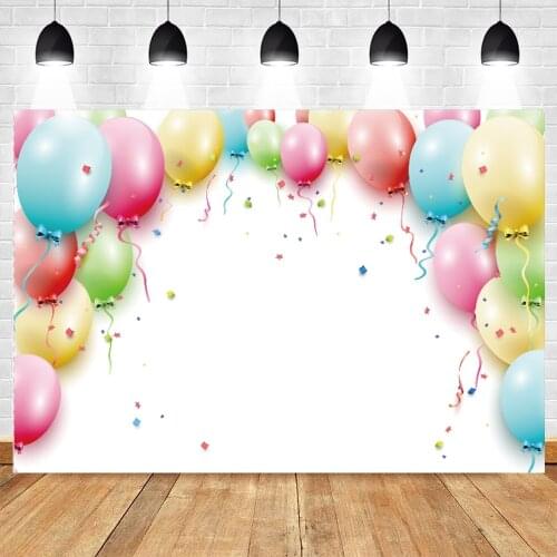 Yeele Birthday Colorful Ballon Ribbon White Personalized Photographic Backgrounds For Photo Studio Photography Customized