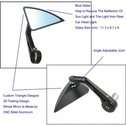 For YAMAHA Series Of Bolt virago SR VIPER Cafe Racer Motorcycle Side Handle Bar End Mirror Blue Glass Mirrors