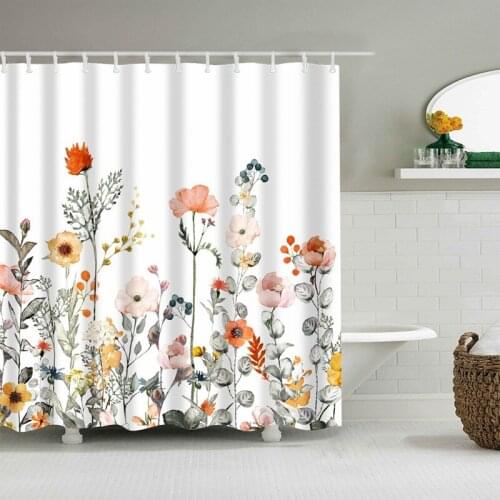 Dafield Shower Curtain Flower Cherry Blossom Decor Season Pink Theme Polyester Fabric Bathroom With Hooks