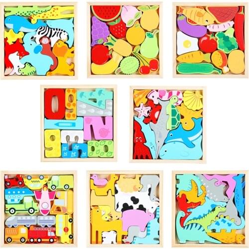 Wooden Puzzle Jigsaw Shape Puzzle Learning Toy Gifts for Children Toddlers Age 2