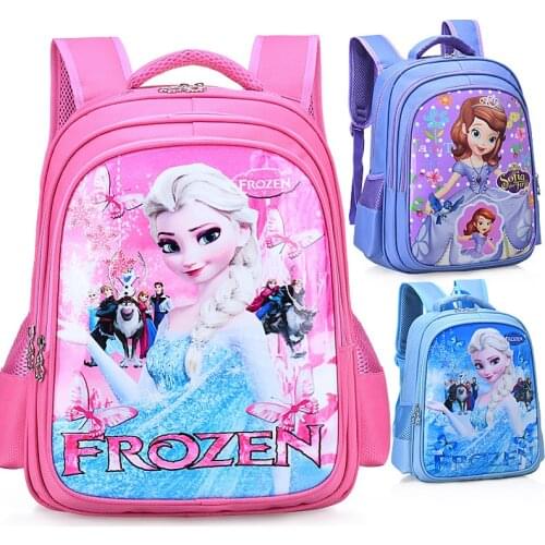 New Disney backpack Cartoon Frozen Elsa Superhero princess Sofia High capacity childrens School bag Boy girl Student Bag Gifts