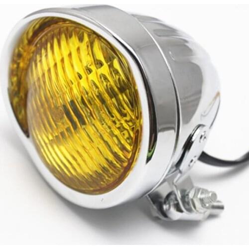Motorcycle Headlight for Harley Bobber Chopper Softail Chrome Amber