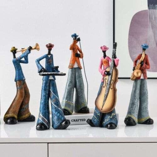 Creative Jazz Band Resin Statue American Style Vintage Musicians Saxophone Player Sculpture Figurine Artwork Bar Decor