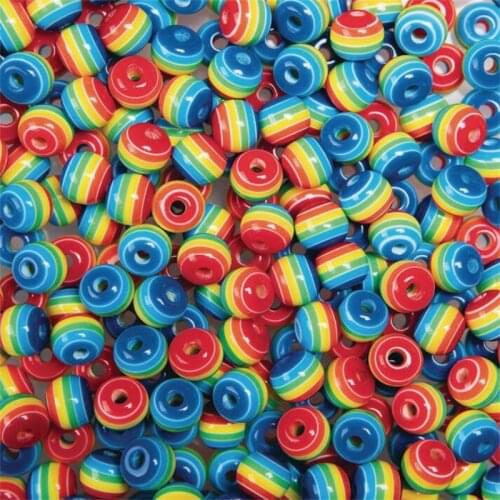 6mm 8mm 10mm Resin Spacer Beads Round Beads Stripe Spacer Beads For Jewelry Making DIY Bracelet Necklace Accessories