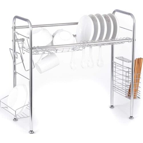 Kitchen Dish Drying Rack Over Sink Kitchen Storage Drainer Plate Rack Utensil Holders Racks Kitchen Organizer Rack with Cutting